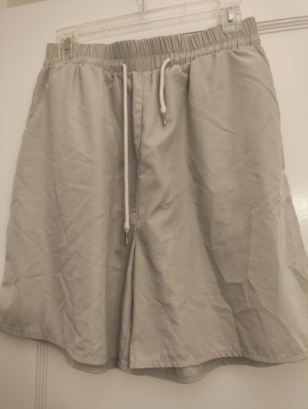 RONLUE Women's Large Gray Lightweight Bermuda Shorts Drawstring Active Travel
